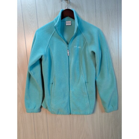 Columbia Full Zip Jacket Women's Size Small Light Blue Fleece Pockets - Picture 1 of 6